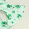 Baby Girls Irish Clothes Short Sleeve Letter Print Romper with Shamrock Print Flare Pants and Headband