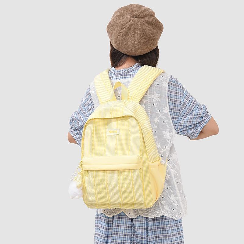 New plaid sweet girl backpack student schoolbag large capacity lightweight fashion travel backpack
