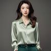 Summer Trend Fashion Women's Casual Elegant Satin Long Sleeved Shirt Office Women's Shirts And Blouses Slim Femal Clothes