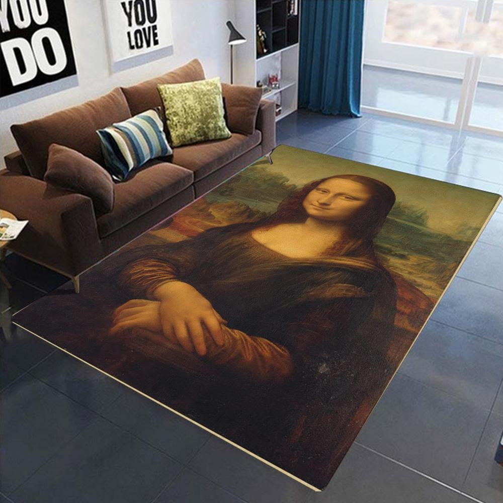 Funny Mona Lisa World Famous Painting Inpired Carpet Living Room Decor Rug Bedroom Floor Mat Makes Your Room Look Cool Carpet