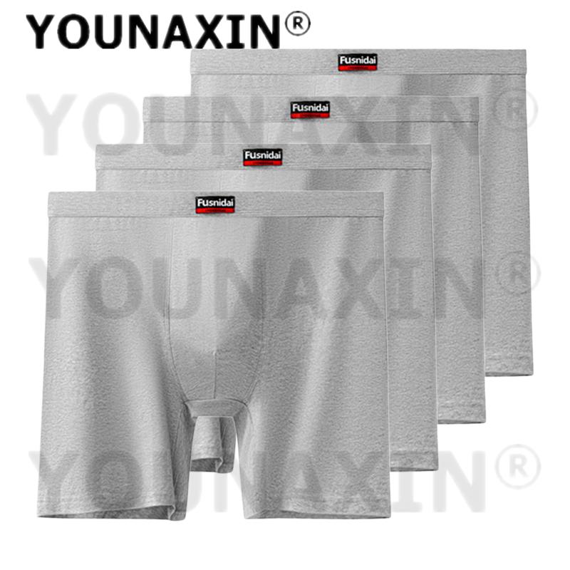 4 Pcs Men's Underwear Long Leg Plus Size Boxer Shorts Oversize Underpants Cotton Undies Loose Panties Fit 60-210KG