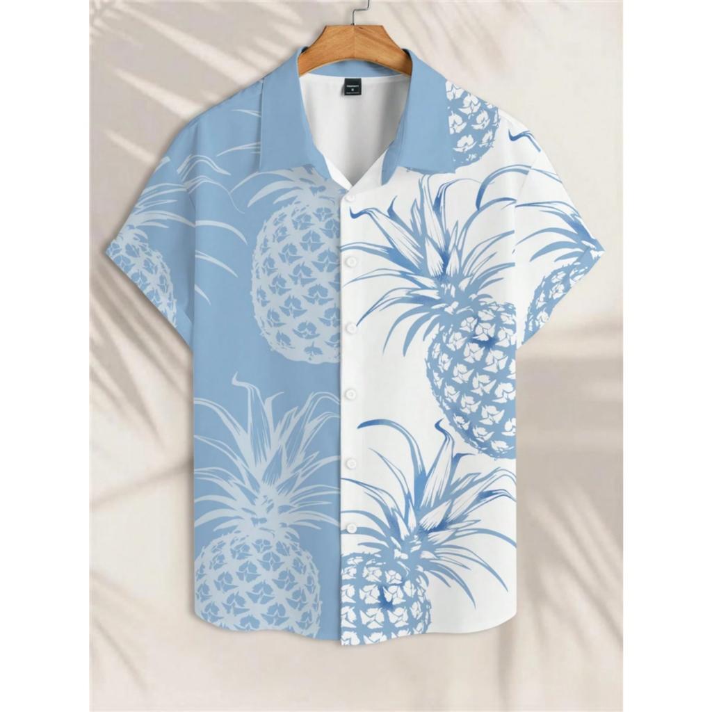 2025 New Summer Daily Fashion Short-sleeved Shirts 3D Flower-printed Men's Casual Shirts Outdoor Beach Hawaiian Style Shirts
