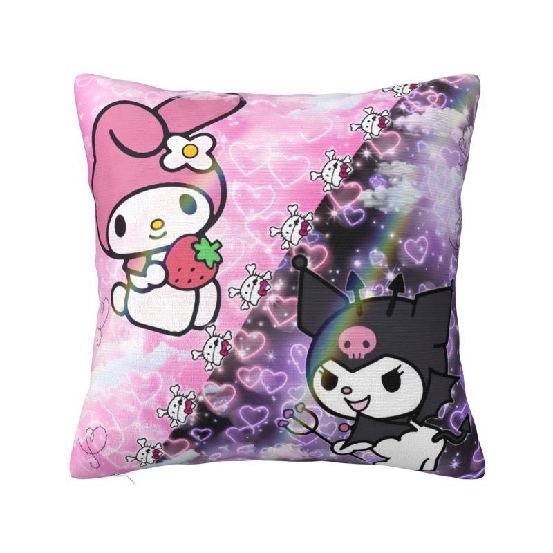 

Custom Kuromi Sanrio Anime Cushion Cover Velvet Cute Throw Pillow Case Home Decoration 12x12Inch