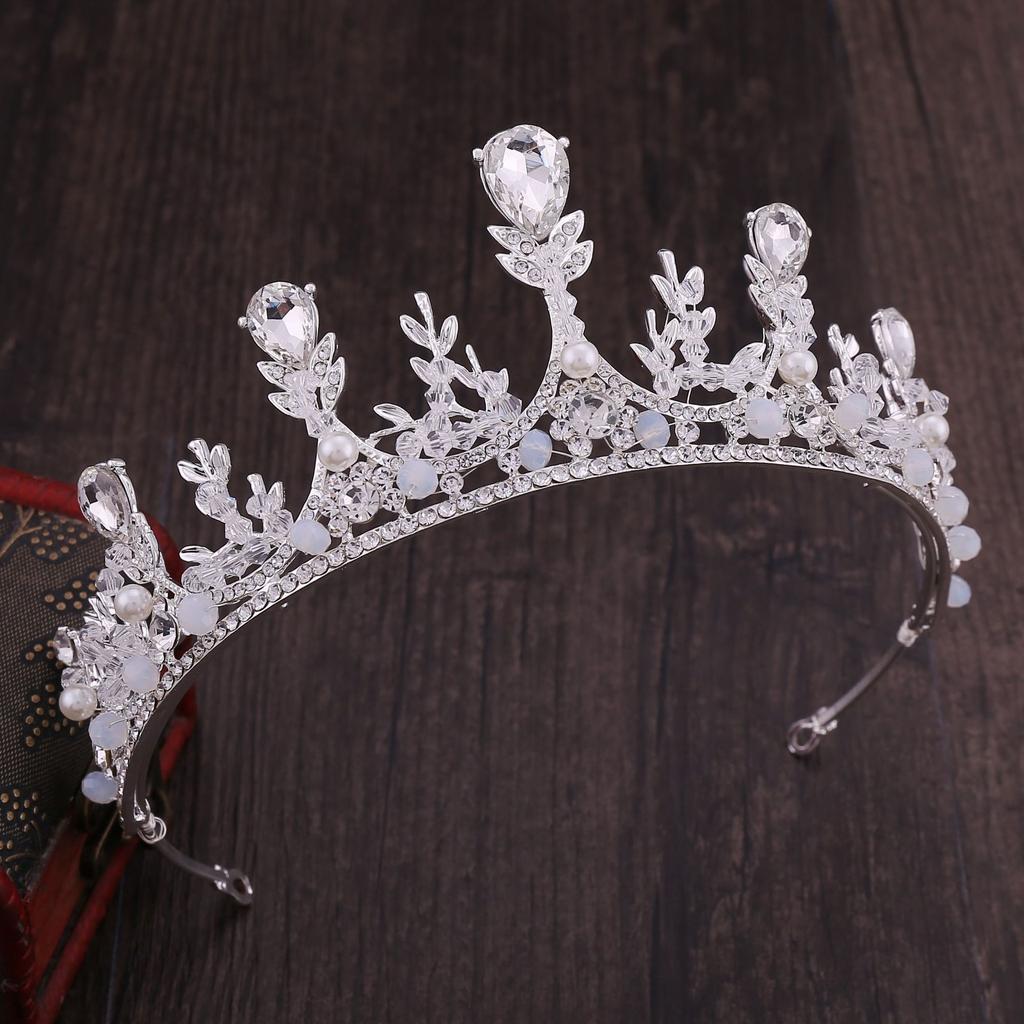 Klasická tiára, příznivý pšeničný klas, ručně vyráběná svatební koruna, korejská vynikající korunka s čelenkou posetá kamínky