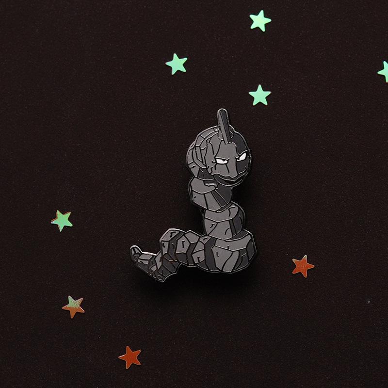 Big Playful Rock Snake Enamel Badge Creative Japanese Anime Metal Brooch For Gifts
