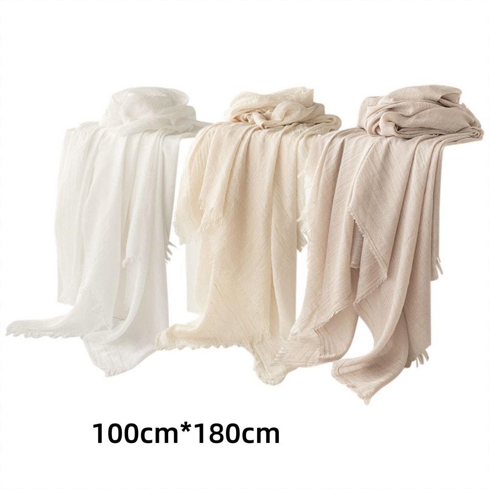 Solid Color Beach Silk Shawl Cotton Linen Bikini Cover-ups Breathable Boho Style  Female