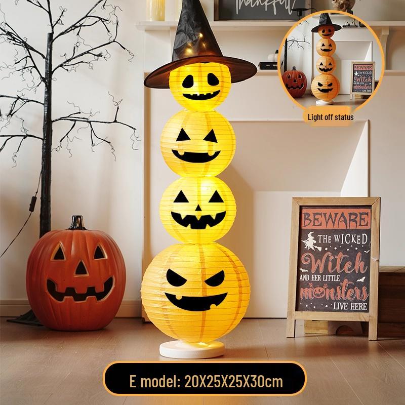 Glowing Pumpkin Lantern Halloween Decor for Doors, Shops, and Bars