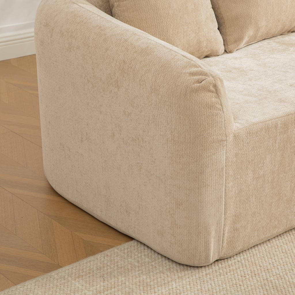 Modular Compression Sofa Made of Chenille Fabric, Filled with 30D High-elastic Foam. Easy To Move, Non-slip Floor, Ideal for Living room.LIGHT KHAKI