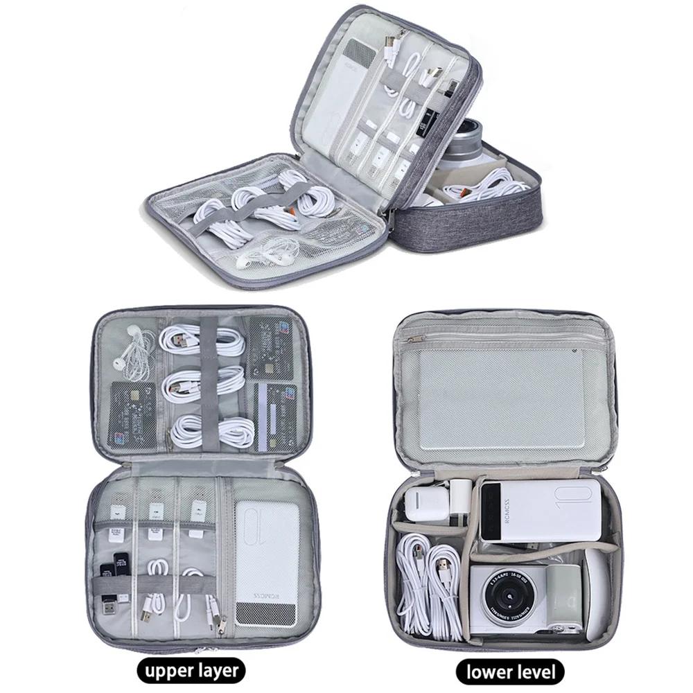 Electronic Storage Bag USB Charge Cord Travel Cable Organizer Digital Waterproof Suitcase Portable Double Layers Storage Bag