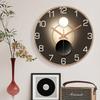 Artistic Geometric Wall Clock Black & Rose Golden Frame Silent Quartz Clock Creative 2D Dial Bedroom Living Room Office Decor