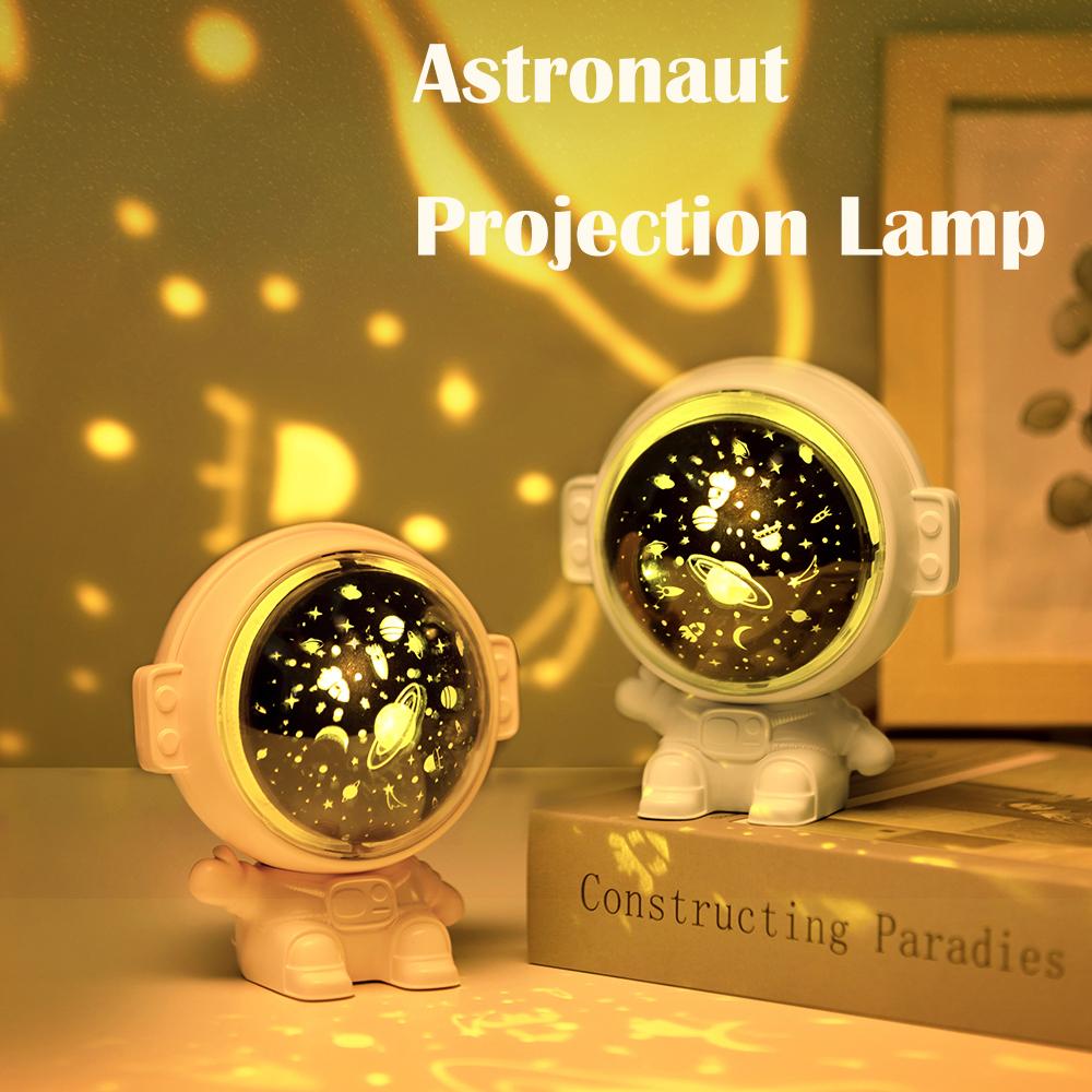 Astronaut Projection Light with Music Rechargeable 3 Color LED Nightlight 3 Patterns Ambience Lamp Holiday Gift for