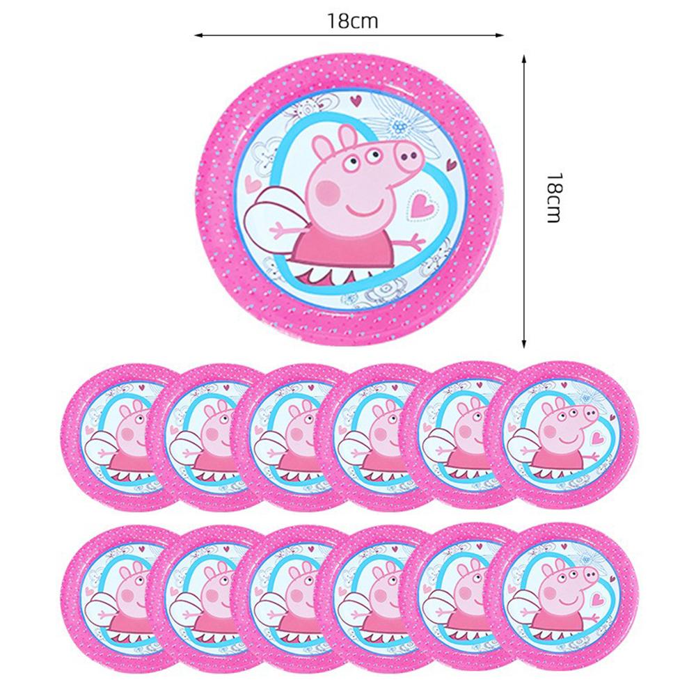 57PCS Peppa Pig Party Supplies Include Plates, Cups, Napkins, TableCover Pink