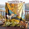 Custom Text Flannel Throw Blanket, Lightweight Cozy Bed Sofa BlanketHowl's Moving Castle