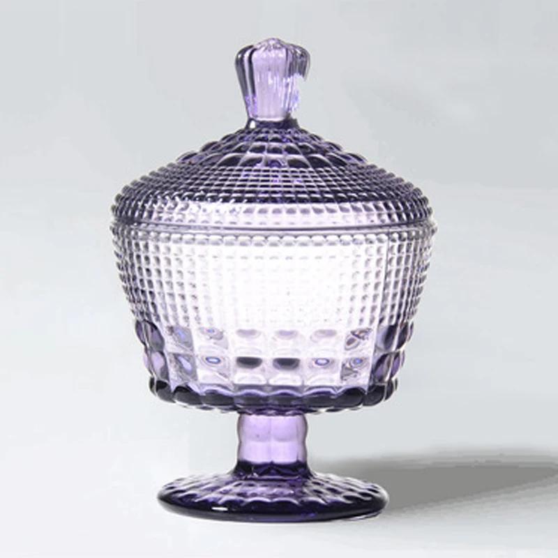 Stained Glass Candy Jar European Retro Storage Jar with Lid Storage Jar Household Storage Box Home Decoration Accessories