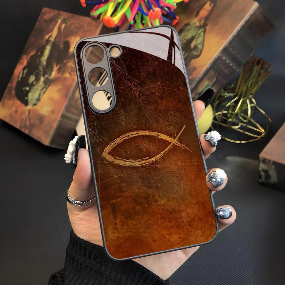 

Fish Symbol Jesus Christ Christian Phone Case for Samsung Galaxy S24 S23 S22 S21 S20 A24 A34 A54 A53 Note20 M54 Fe Ultra Plus Gl Samsung s21plus
