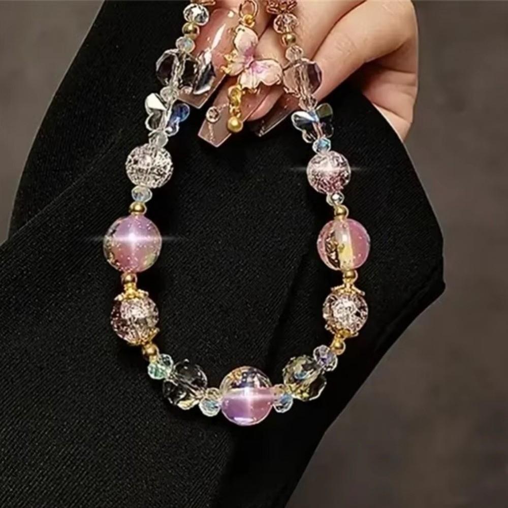 Crystal Phone Lanyard Handmade Beaded Phone Wrist Chain Keychain Phone Charm Camera Chain