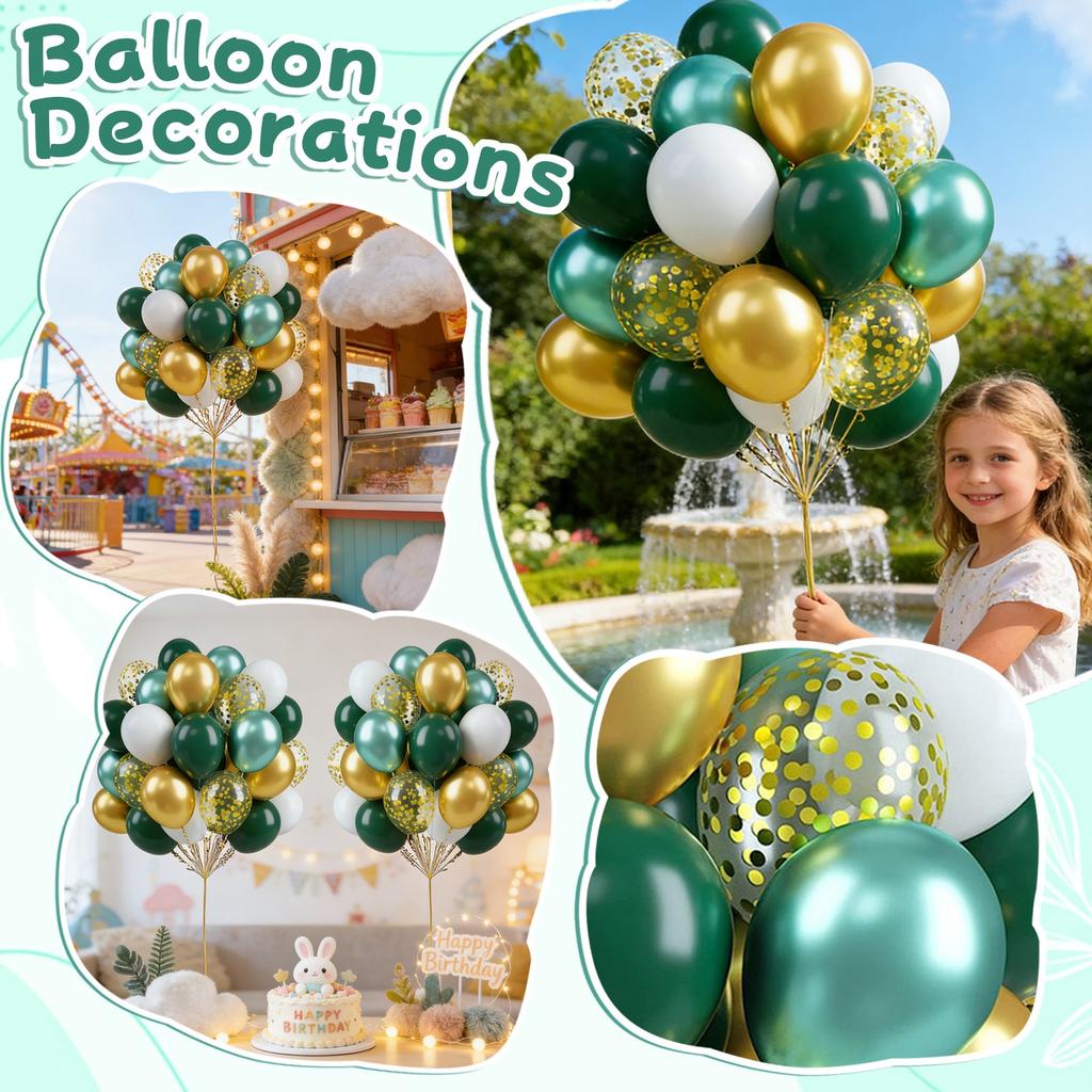 Lime Green Balloons And Confetti Balloons Set 60PCS Latex Helium Chrome Neon Green Balloons For Birthday Anniversary Party Decorations