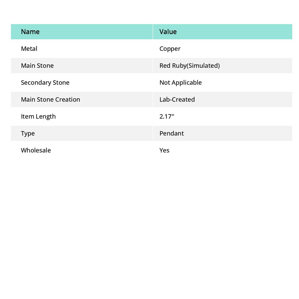 Ruby(Simulated) Gemstone Copper Wire Wrap Jewelry Pendant 2.17" i6b89