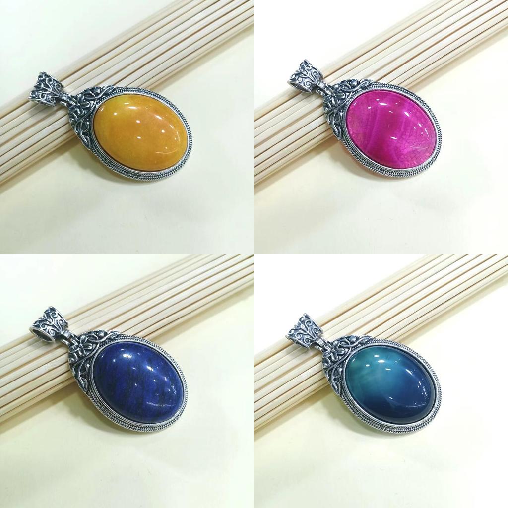 Geometric Gemstone Necklace Pendant With Embedded Semi Precious Stones For Fashion Jewelry Enthusiasts