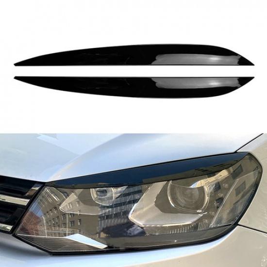 2x Front Headlight Eyelid Trim Cover For VW Touareg 2010-2018 2017 Glossy Black