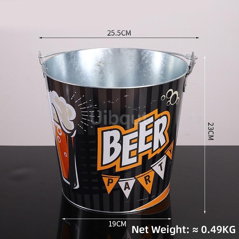 Internet Celebrity Retro Beer Beverage Ice Bucket High Aesthetic Home Handheld Tin Ice Bucket Camping Bar KTV Tonneau En Bois