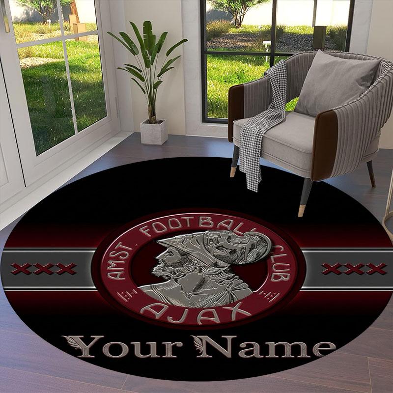 AFC Ajax Custom Name Round Area Rug,Carpet Rug for Living Room Bedroom Sofa Playroom Decor,Non-slip Floor Mat
