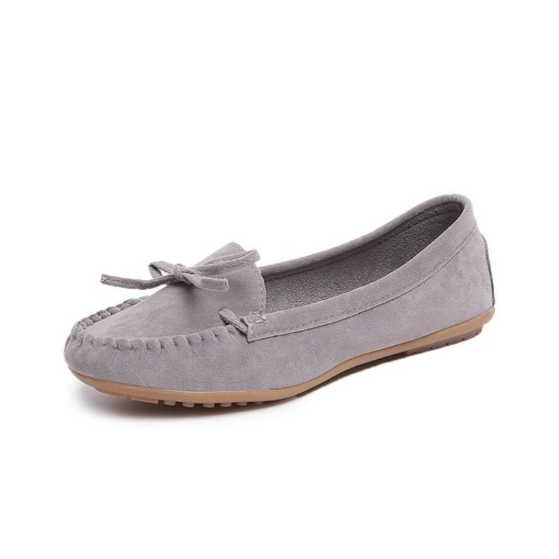 Women's  Suede Moccasins Bow Decor Slip-on Soft Sole Casual Loafers