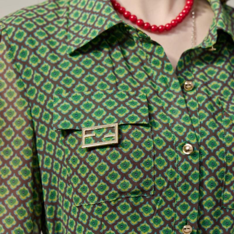 Maxza Geometric Chiffon Belted Shirt Dress Zf07qp001nh