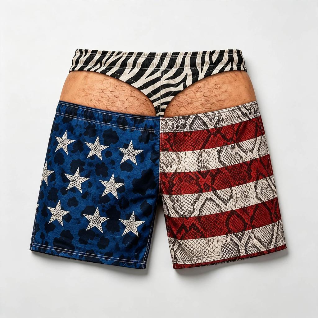Men's Funny Printed Novelty Beach Shorts for Summer Vacation Casual Loose Fit Swim Trunks