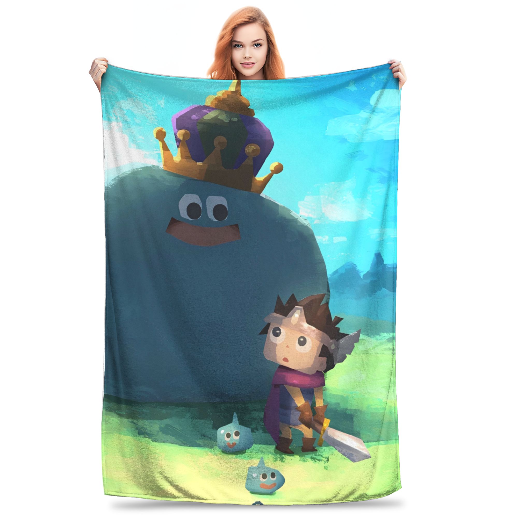 

D-Dragon Quest Slime Super Warm Blanket Girls Boys Plush Throw Blanket Graphic Couch Bed Flannel Bedspread Sofa Bed Cover 75x90cm