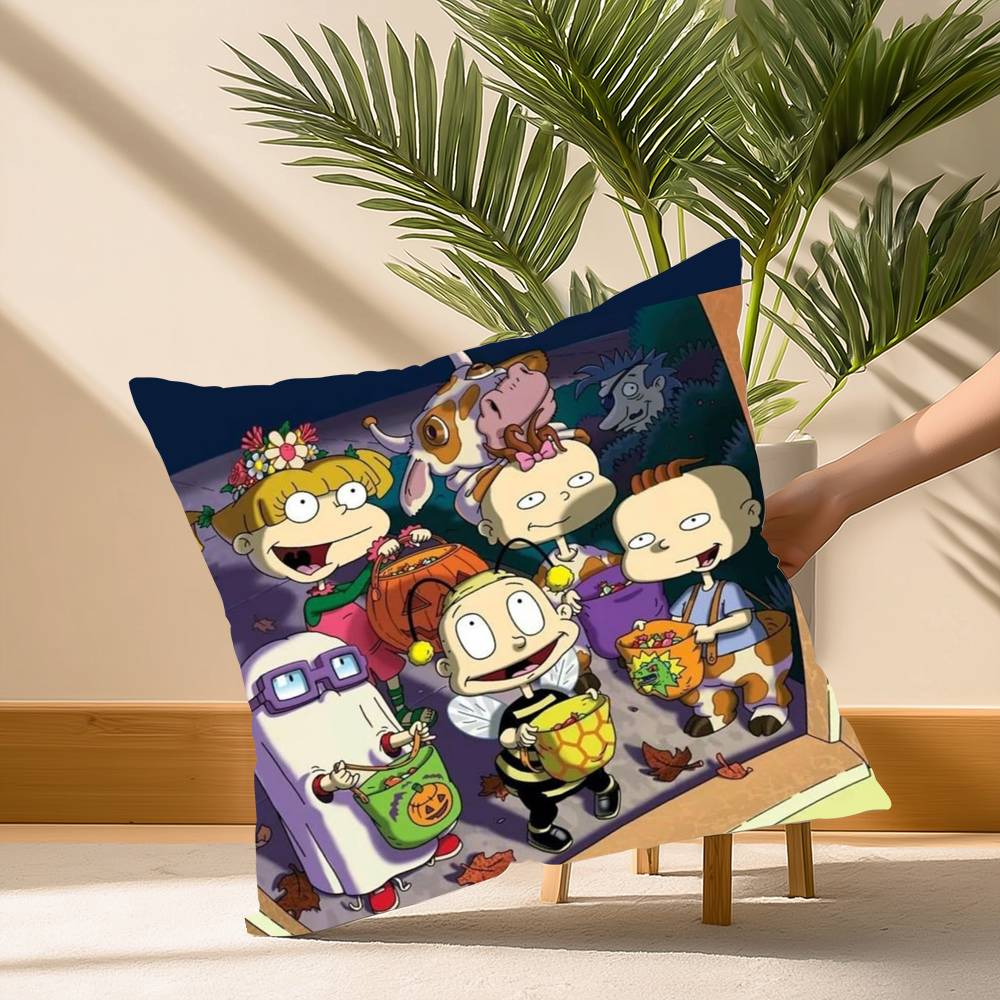 Hot Cartoon R-RugratsS Pillow Case Soft Plush Fabric Double Sided Print Decorative Home Living Room Gift Cushion