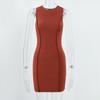 2026 European & American Style Women's Summer Sleeveless Round-Neck Solid Color Slim Fit Hip Wrap Dress