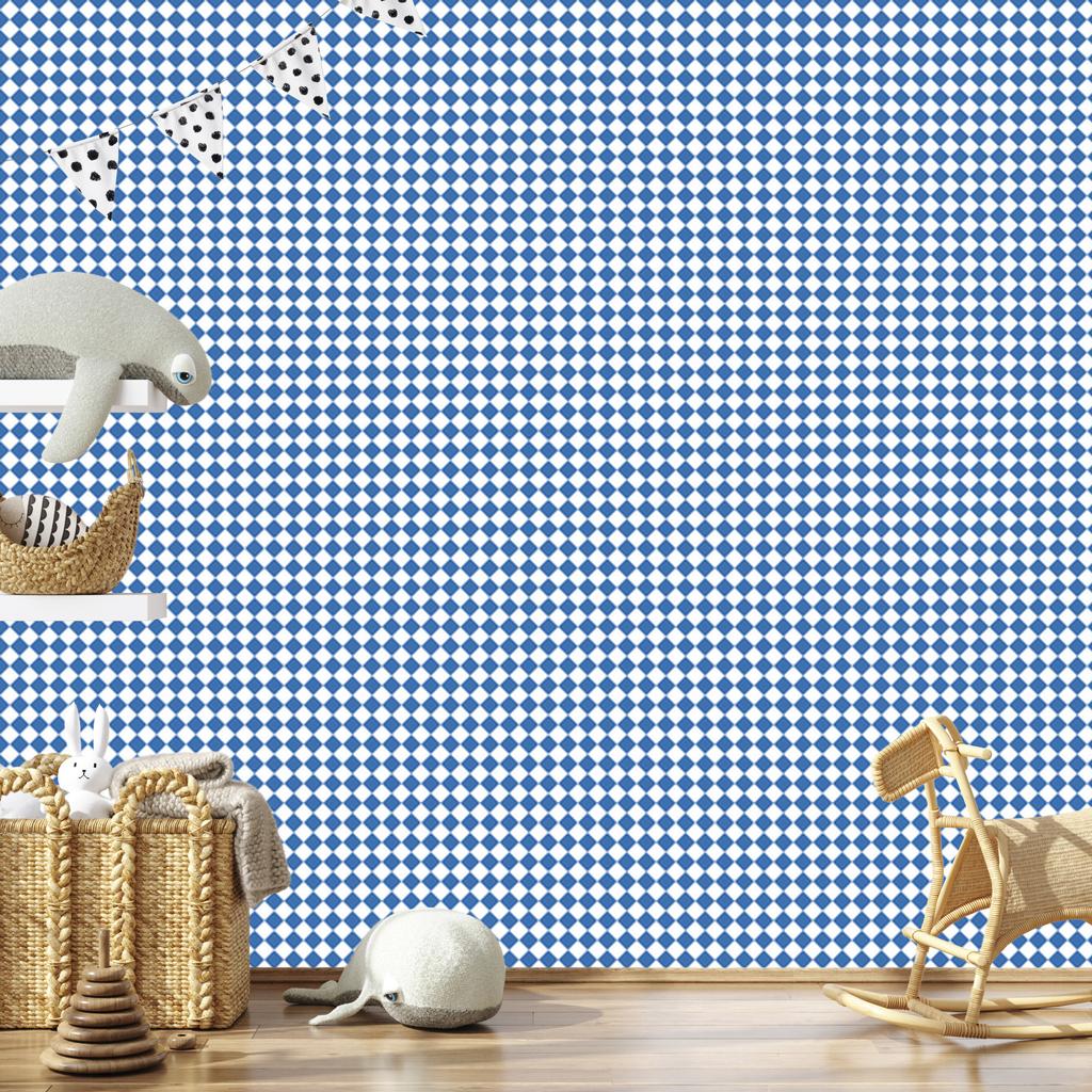 Geometric rhombus wallpaper blue, azure and white 50x1000