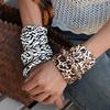 Leather Geometric Round Leopard Zebra Pattern Open Bracelet Vintage Bracelet