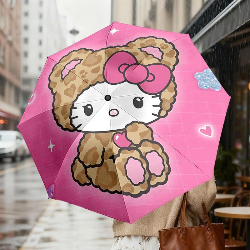 Kitty Leopard Print Umbrella: A Cute and Functional Companion for Outdoor Adventures, Perfect as a Gift 181