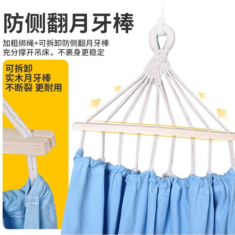 Heavy Duty Canvas Hammock Outdoor Camping Garden Relaxation Single Double Person With Anti-Tip Design