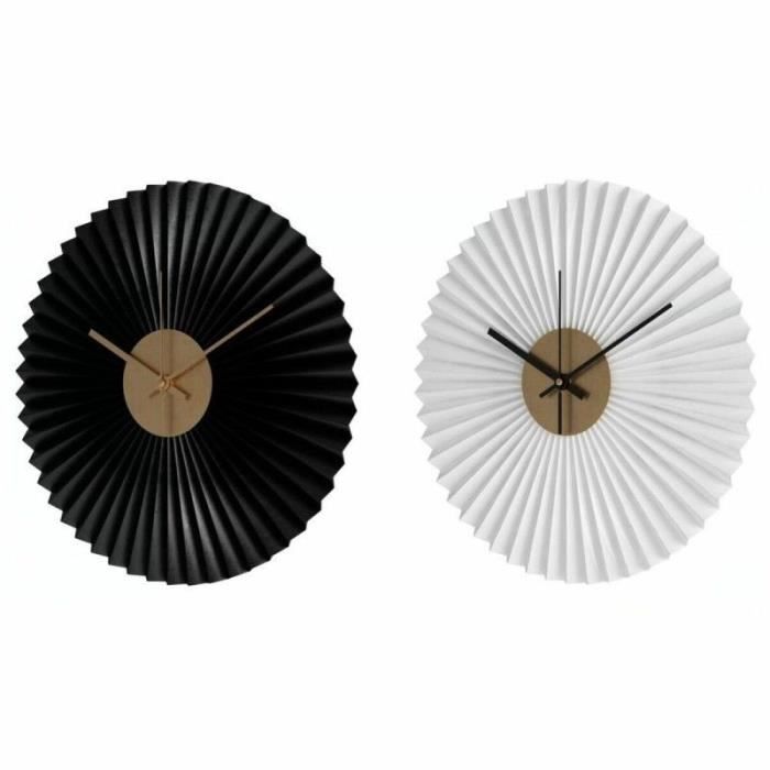 Horloge murale thyann home decor noir blanc fer (30 x 4 x 30 cm) (2 pcs)