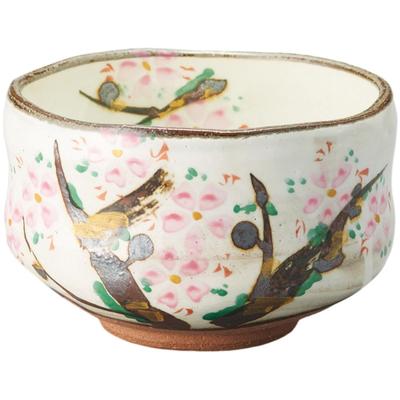 Matcha Schale Matcha Schale x Pulverisiert Handbemalt Kasumi Sakura Matcha Schale Teezeremonie Matcha Schale Keramik Mino Ware Hergestellt in Japan Ale-net 12.6 H8.2cm