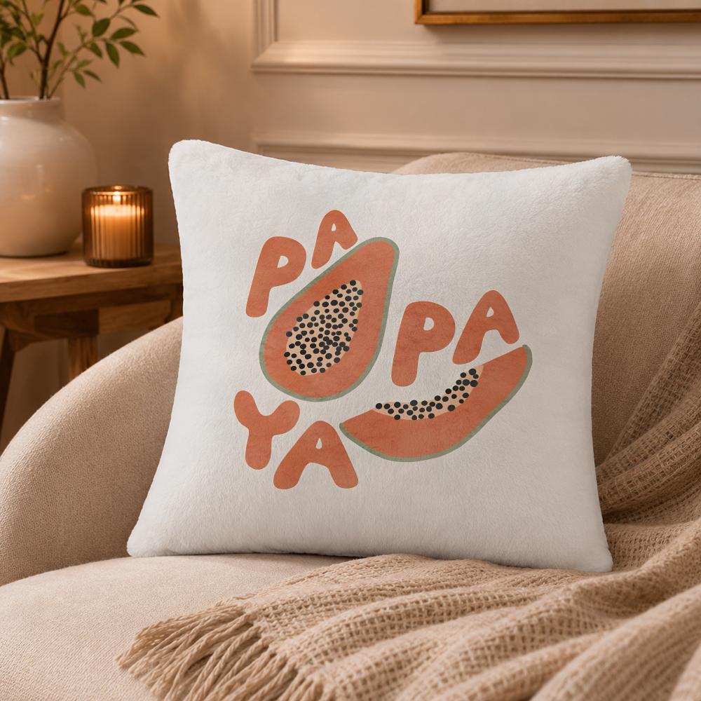 Papaya illustration Cushion Cover Anti-dustmite Pillowcase Invisible zipper silky short plush Sofa cushion cover