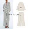 Sequin Inlaid Lapel Suit Outwear 3524845 Beads Decoration Fashion Striped Casual Trousers 3526845