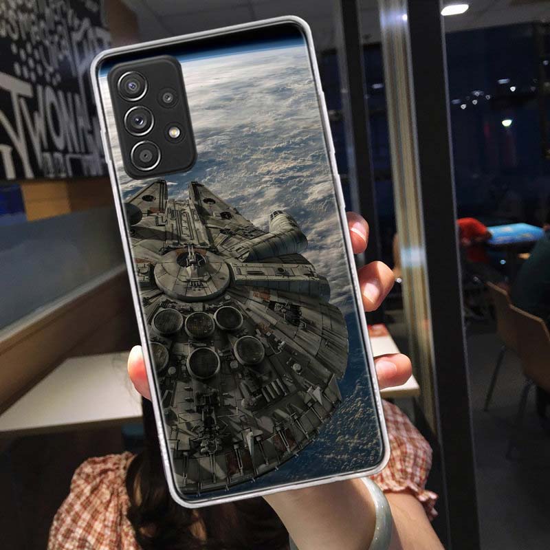 Millennium Falcon in Space Phone Case for Samsung A54 A57 A37 A17 A14 A15 A12 A24 A34 A55 A35 A25 A52S A07 A05S A04S A22 A32 A72