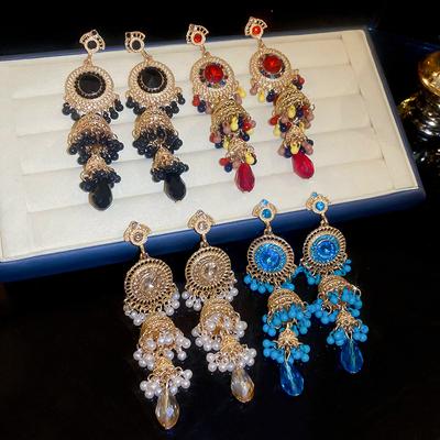 GemChic Women's New Vintage Bell Set Rhinestone Fringe Earrings Ethnic Fashion Stud Earrings Light Luxury Birthday Christmas Jewelry Gift