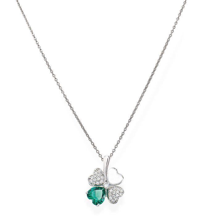 Collier - Amen - Argent 925 - Zircons blancs et verts