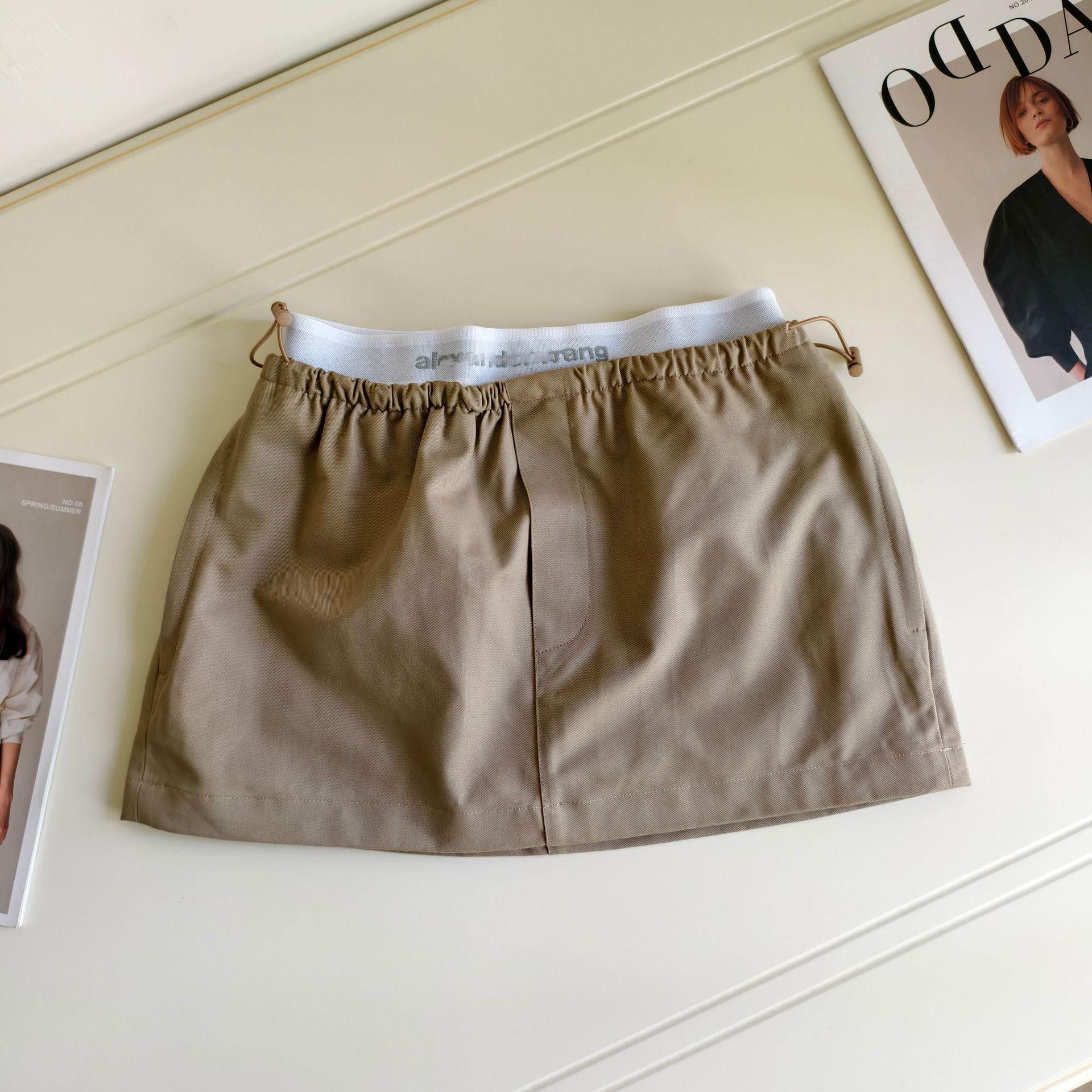 Women s Color Block Elastic Waist Gray Workwear Skirt Large хаки