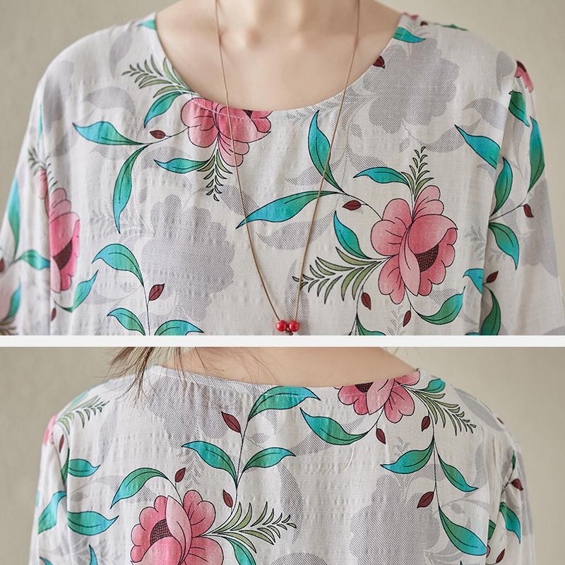 Lazy Wind Pleated High-waisted Thin Fashion Dress Literary Sweet Temperament Printing Ageing Leisure Big Swing Skirt Female