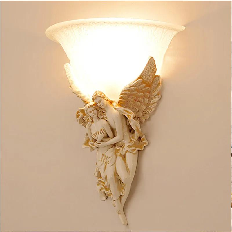 Nordic Modern Wall Lights for Home Bedroom Bedside Lamp Angel Shaped Resin Wall Lamp Europe Style Creative Retro LED Wall Lamps