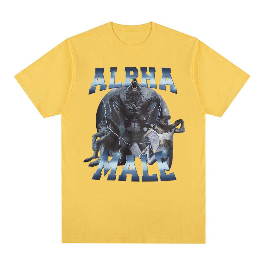 Limited Alpha Male Vintage Wolf Graphic T Shirts Men's Fashion Gothic Clothing T-shirt Funny Unisex 100% Cotton Oversized Tshirt