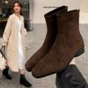 Coarse Heel Suede Korean Small Ankle Boots Women's Shoes 2025 New Autumn and Winter Velvet Martin Boots Fashionable Thin Short Boots