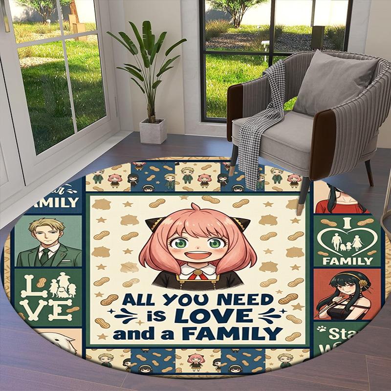 Spy Family Round Area Rug Carpet Rug For Living Room Bedroom Sofa Playroom Decor Nonslip Floor Mat