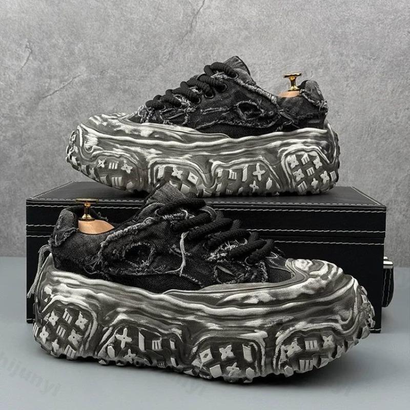 Men Sneakers Casual Shoes Blue Canvas Lace-Up Mens Shoes Fashion Vulcanize Shoes High-quality Walking Sneakers Zapatillas Hombre